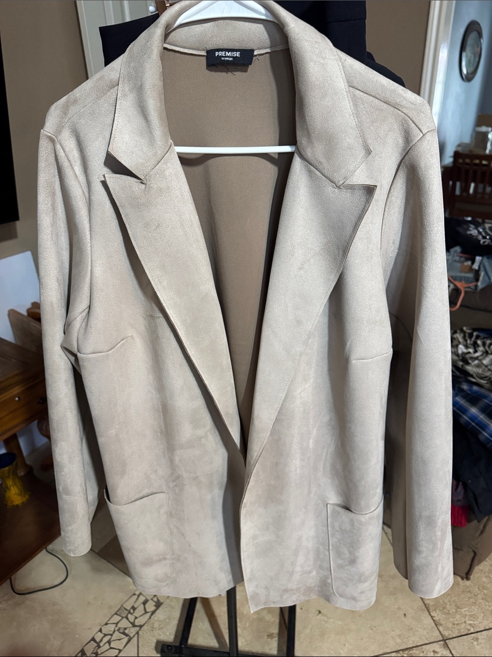 Premise Blazer jacket size large stretchy suede like material